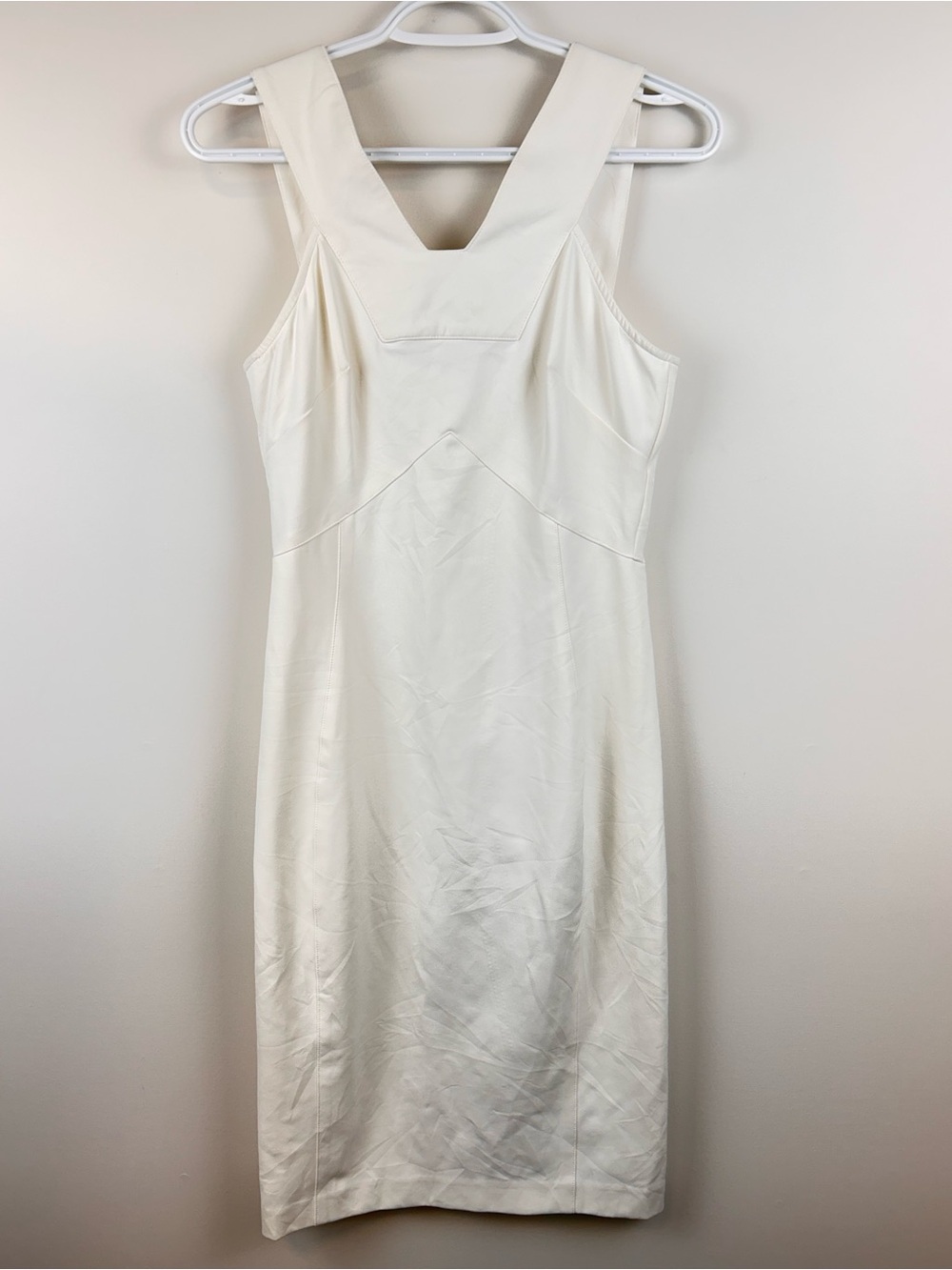 Veronica Beard White Bodycon Midi Dress Size 4 Exposed Zip Stretch Sheath